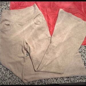 Women's Beige Ribbed Pants